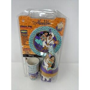 Vintage Party Pac 65 pieces Disney's Aladdin Birthday Set for 8 Invitations Hats